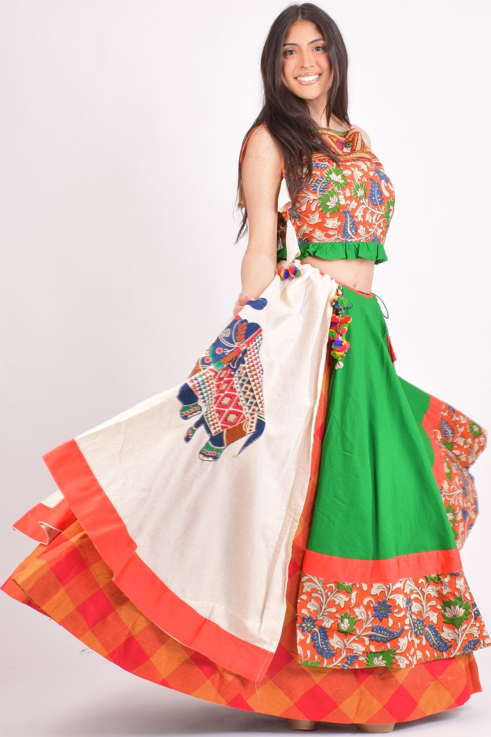 Multi color cotton chaniya choli set