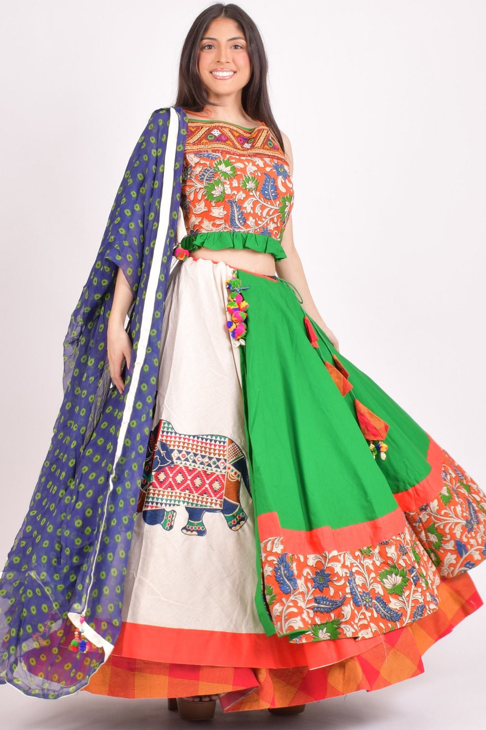 Multi color cotton chaniya choli set