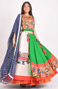 Multi color cotton chaniya choli set