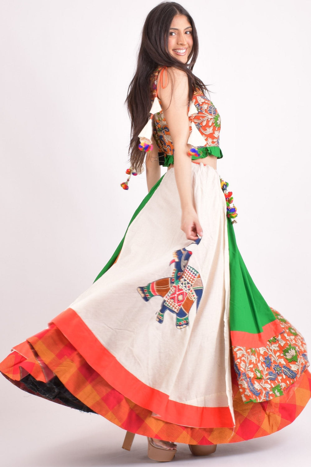 Multi color cotton chaniya choli set