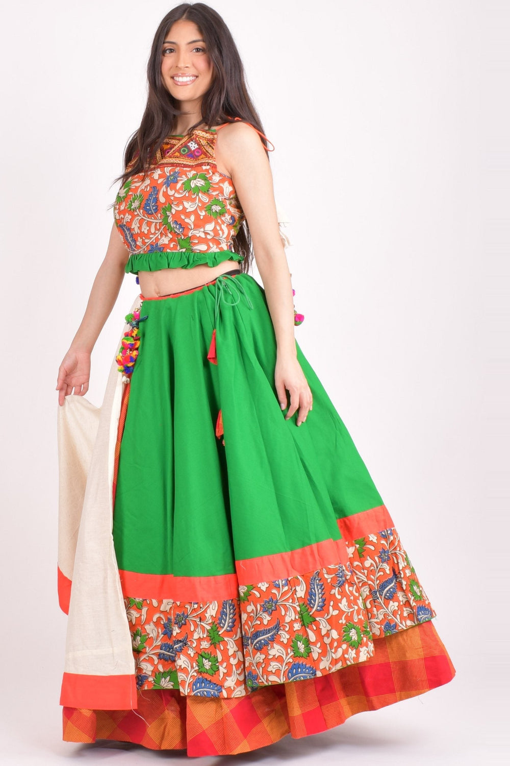 Multi color cotton chaniya choli set