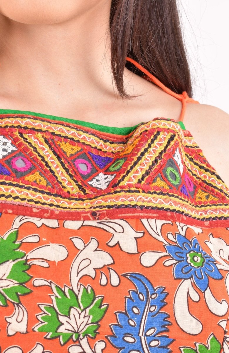 Multi color cotton chaniya choli set detail - CCL4
