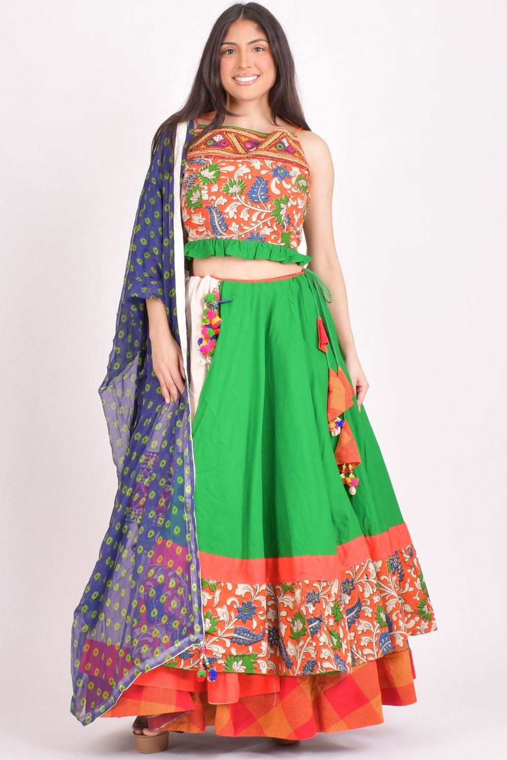 Multi color cotton chaniya choli set