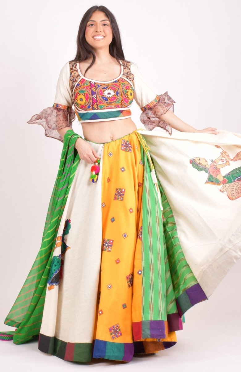 Multi color cotton layered chaniya choli set - CCL5