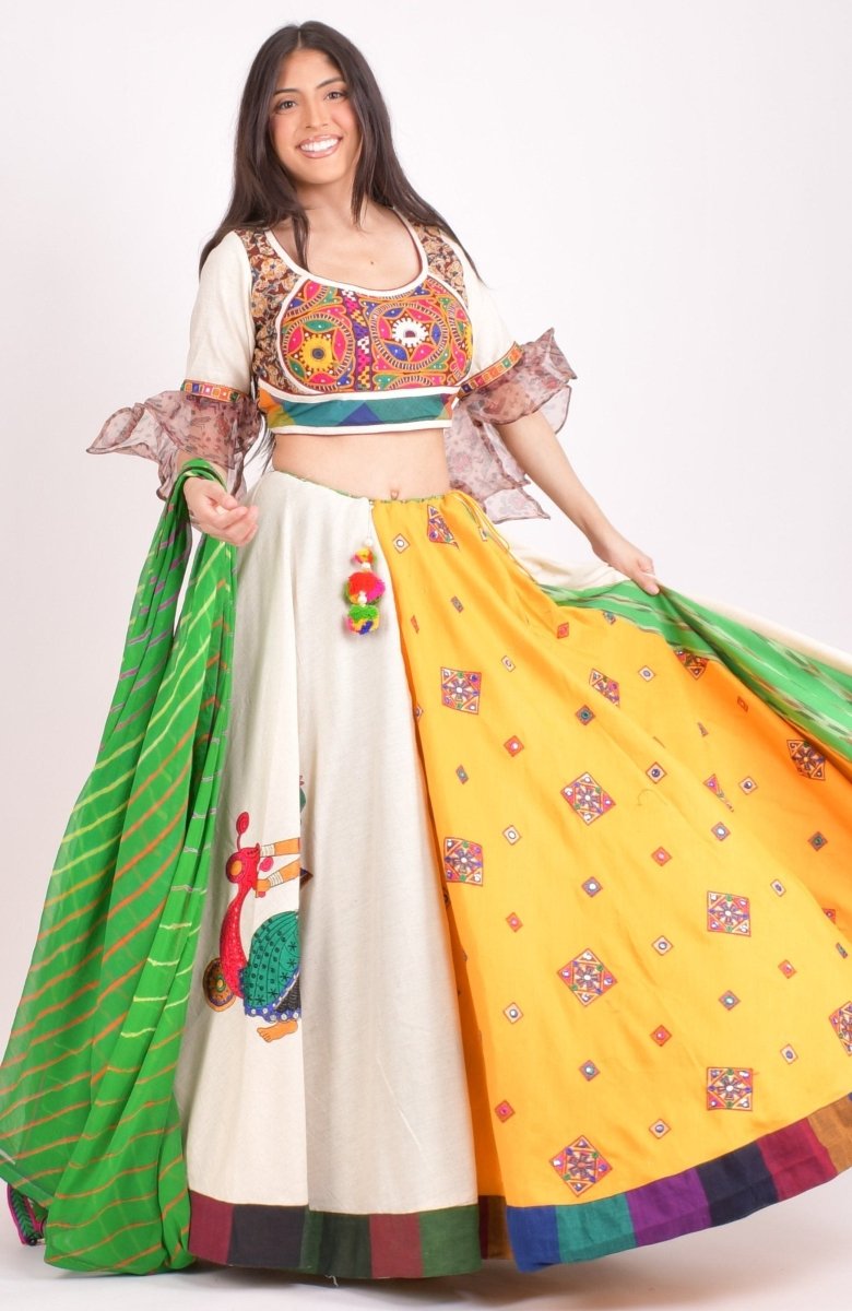 Multi color cotton layered chaniya choli set - CCL5