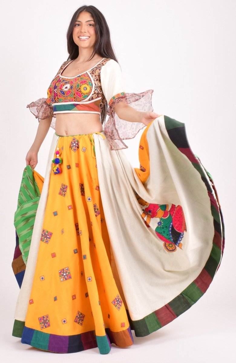 Multi color cotton layered chaniya choli set - CCL5