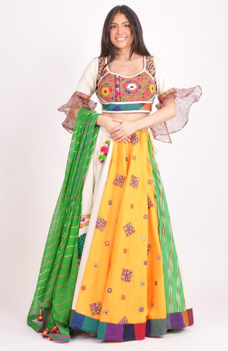 Multi color cotton layered chaniya choli set - CCL5