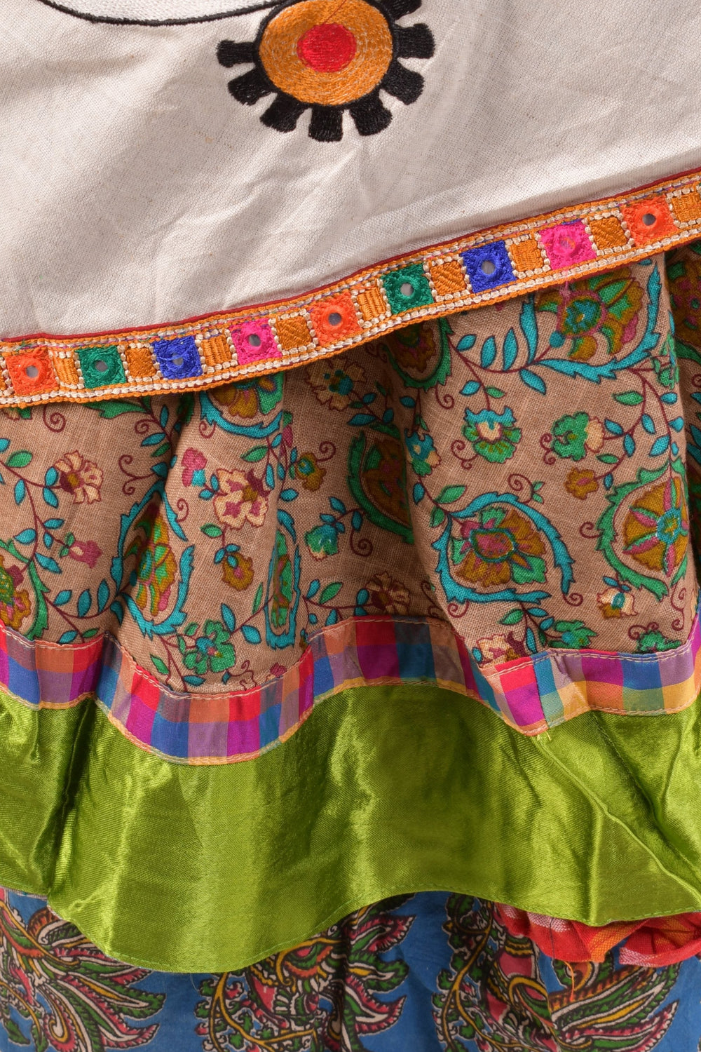 Multi color cotton layered chaniya choli set detail - CCL6