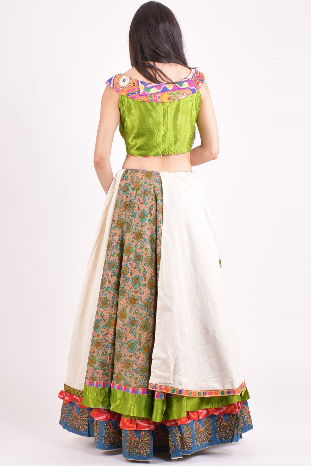 Multi color cotton layered chaniya choli set - CCL6