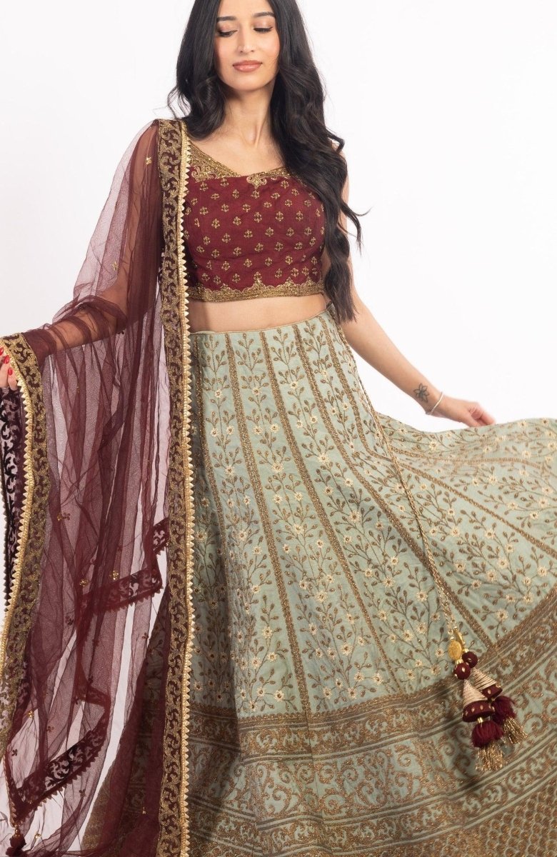 Aqua green partywear lehenga choli - CCNR1001