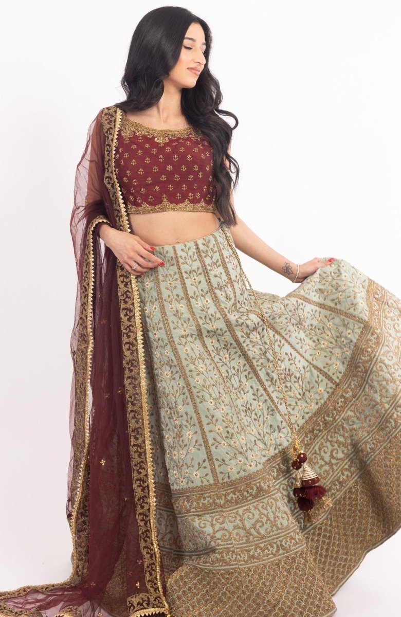 Aqua green partywear lehenga choli - CCNR1001