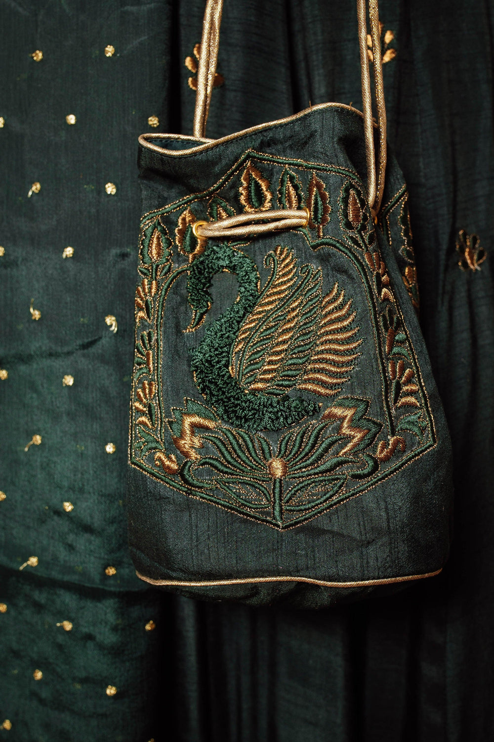 Camila Green & Gold Potli Bag BAGS RAAS