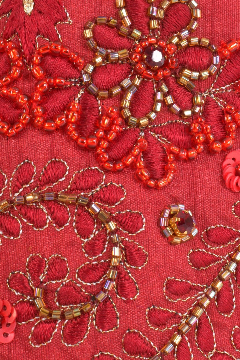 Carmella Red & Gold Embroidered Bucket Bag BAGS RAAS