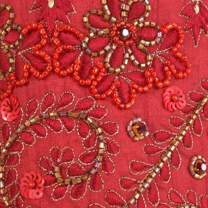 Carmella Red & Gold Embroidered Bucket Bag-Raas USA