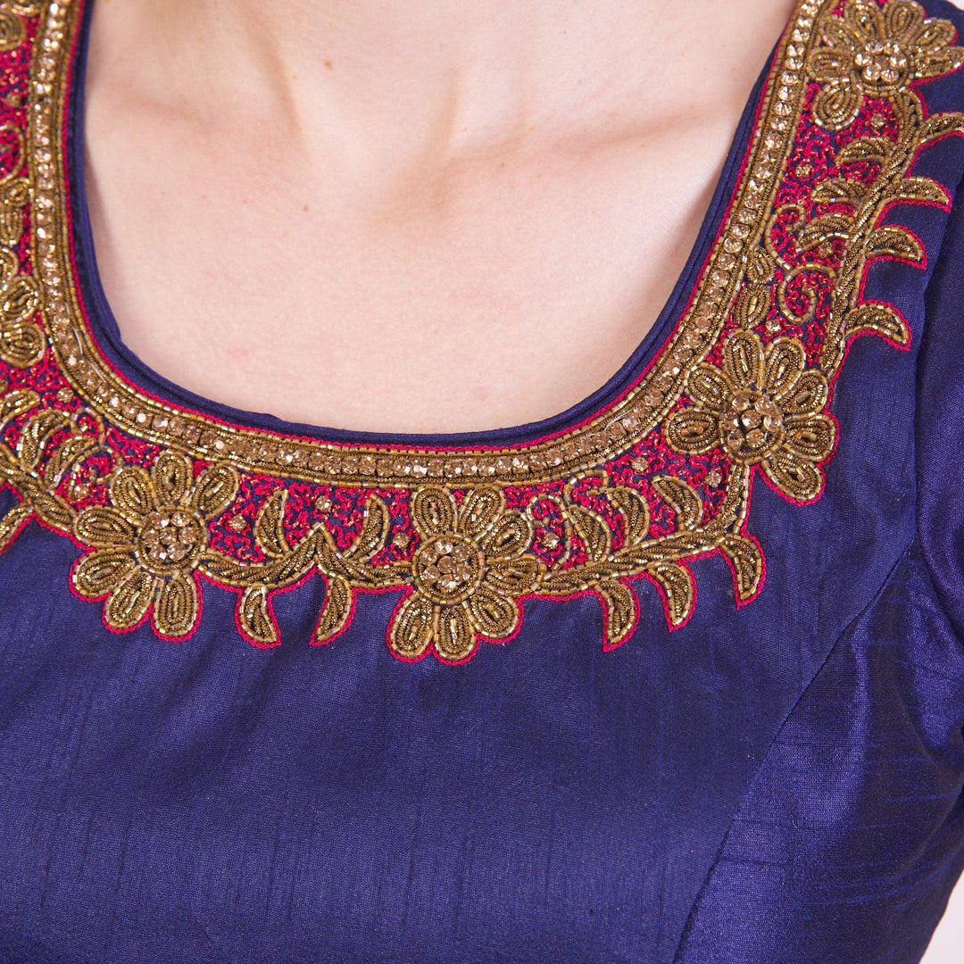 Catherine Blue Hand Embroidered Gown-Raas USA