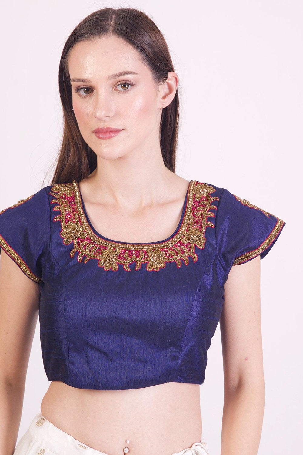 Catherine Blue Hand Embroidered Gown BLOUSE RAAS