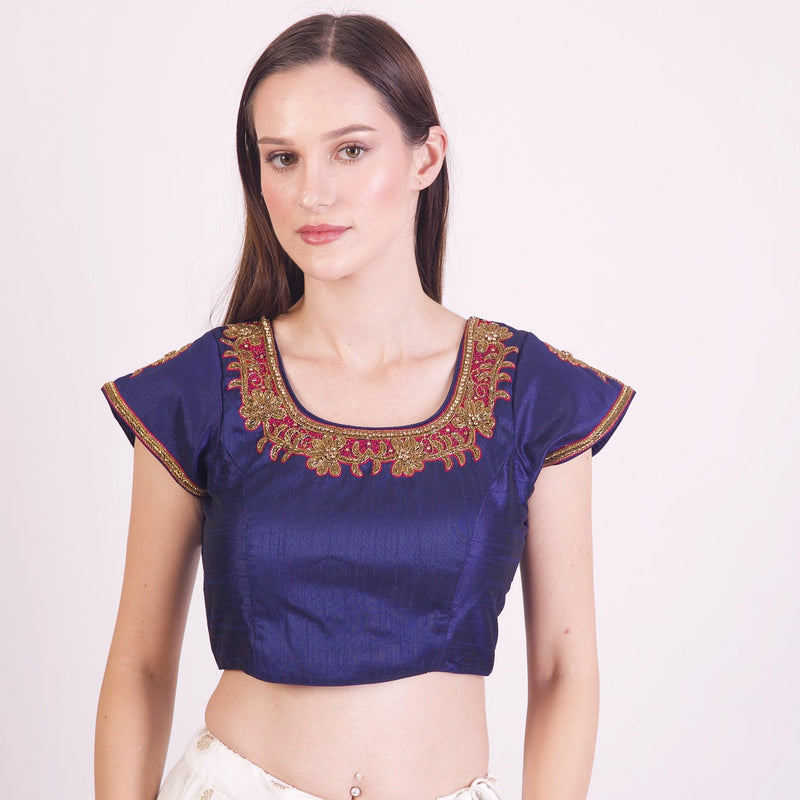 Catherine Blue Hand Embroidered Gown BLOUSE RAAS