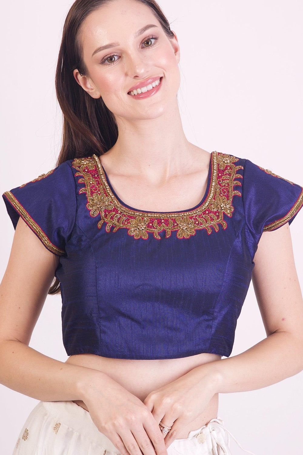 Catherine Blue Hand Embroidered Gown BLOUSE RAAS