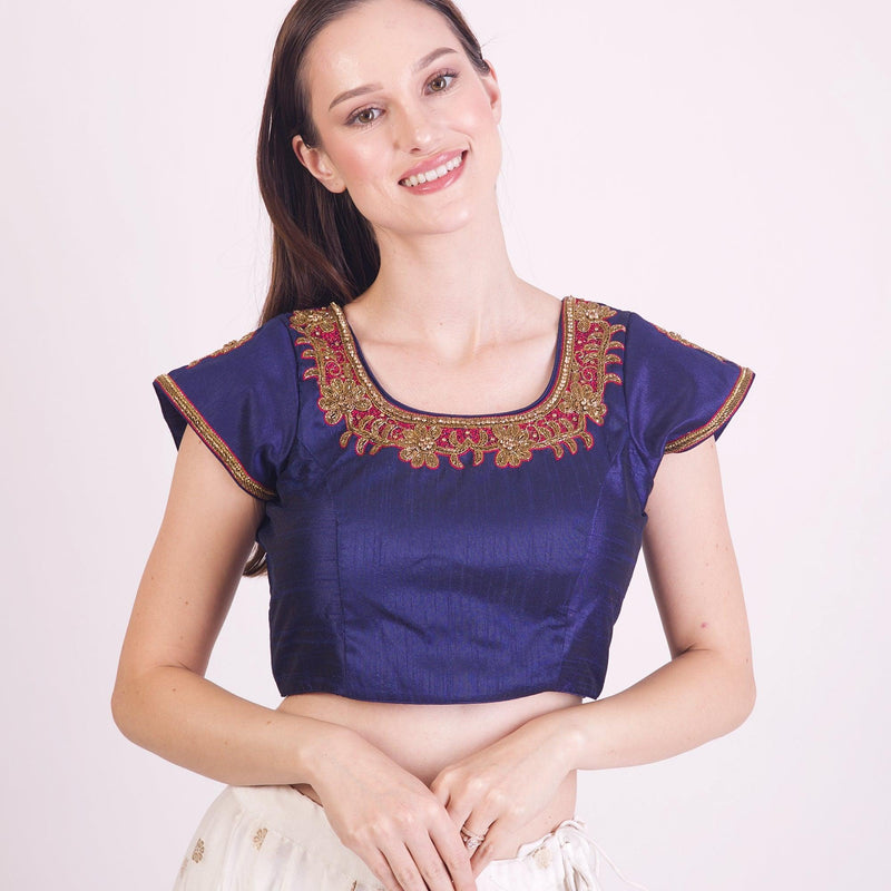 Catherine Blue Hand Embroidered Gown BLOUSE RAAS