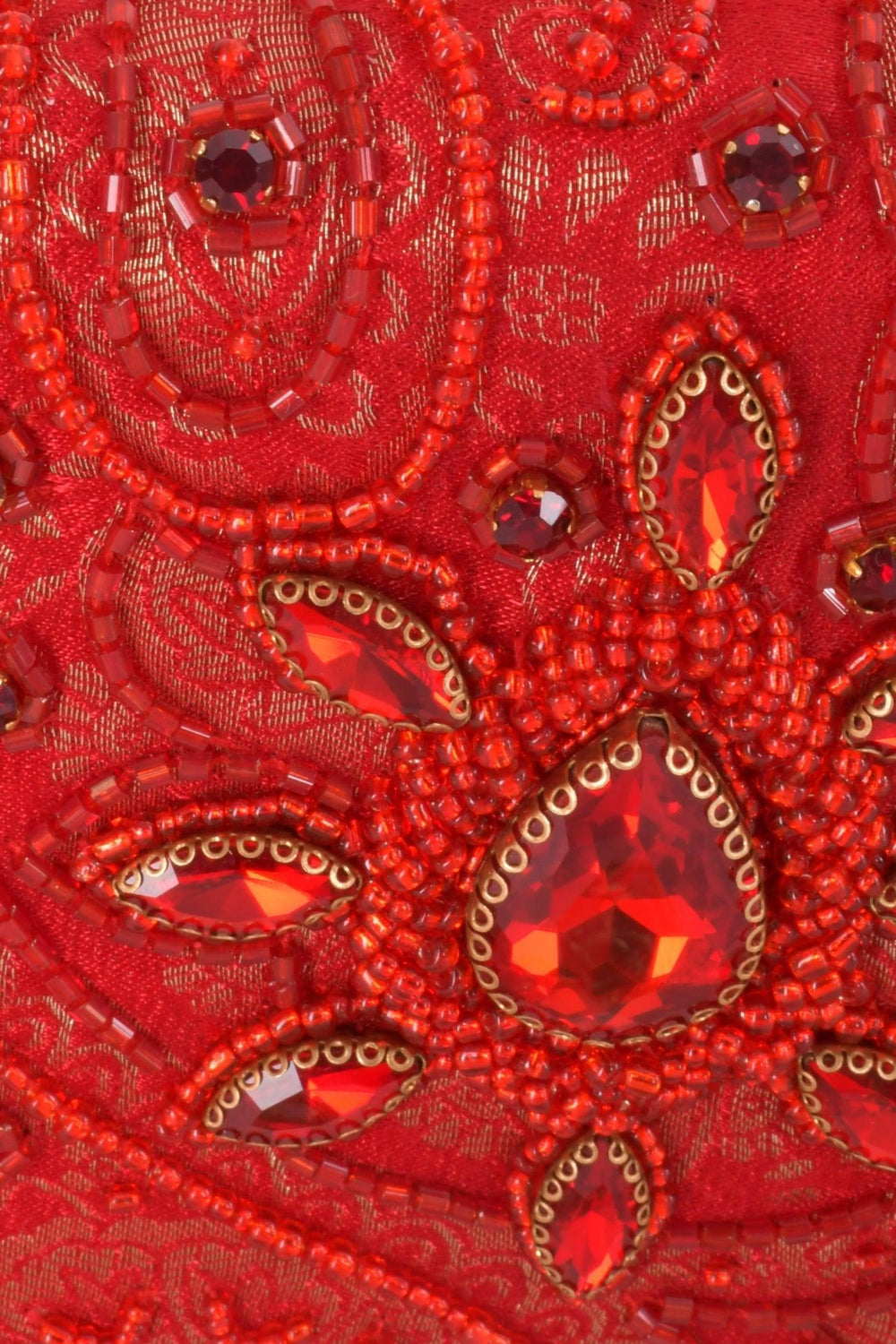 Cerise Hand Embroidered Pearl Red Clutch BAGS RAAS