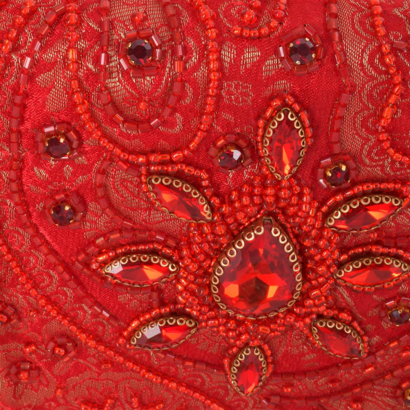 Cerise Hand Embroidered Pearl Red Clutch BAGS RAAS