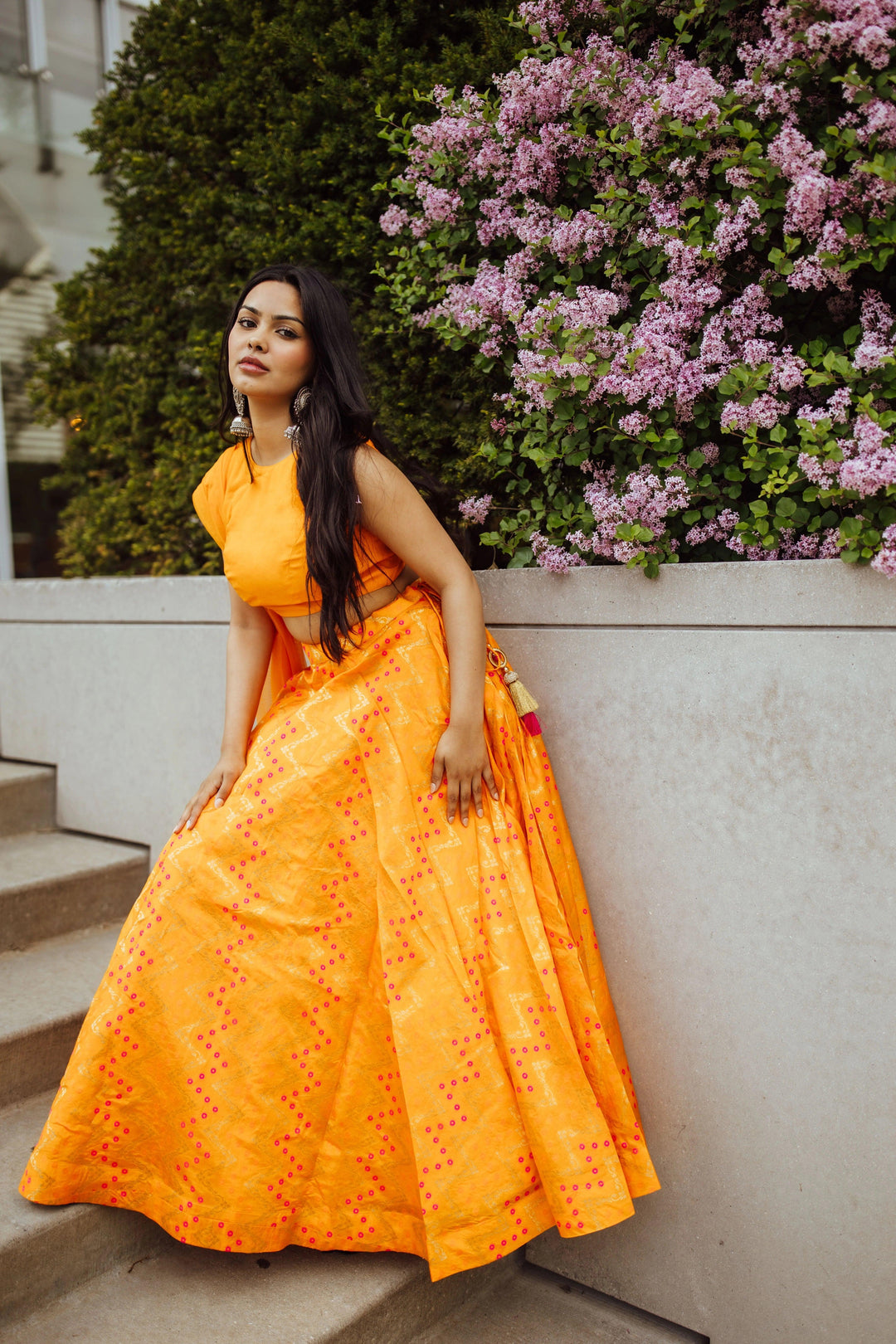 Aliza Yellow Lehenga with Silk Sleeveless Blouse-[lehenga choli]-[chaniya choli]