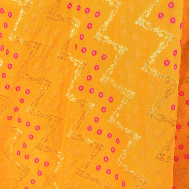 Aliza Yellow Lehenga with Silk Sleeveless Blouse - Raas