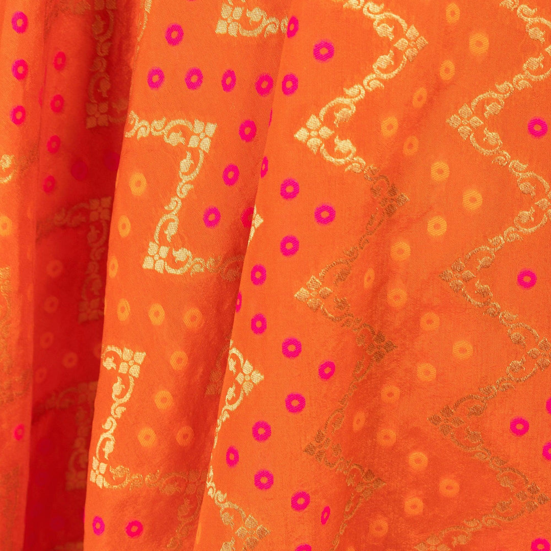 Juniper Clementine Orange Lehenga with Tie Back Blouse - Raas