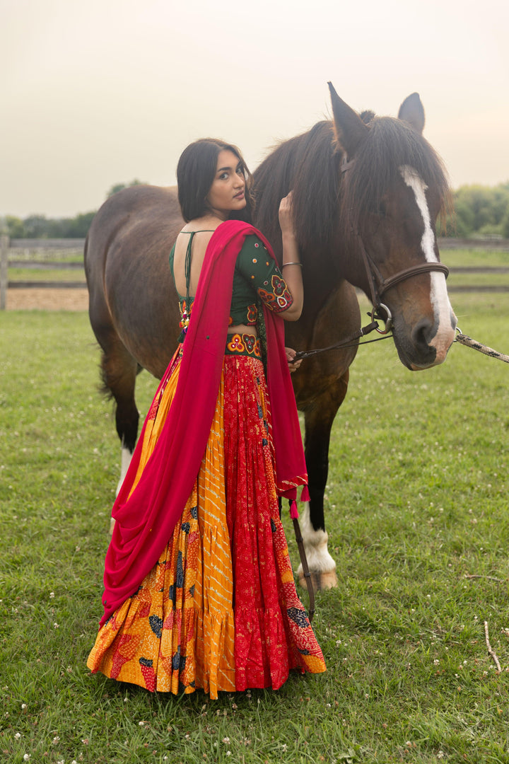 Lydia Green Multicolor Chaniya Choli Set - Raas