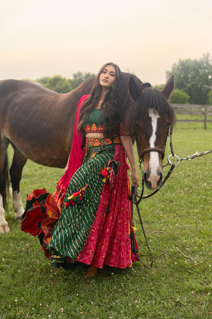 Lydia Green Multicolor Chaniya Choli Set - Raas