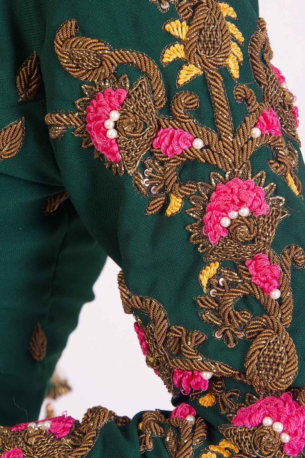 Charlotte Green Floral Embroidered Blouse BLOUSE RAAS