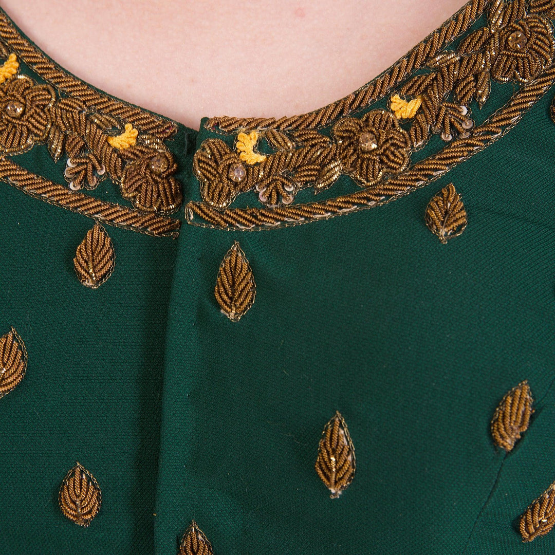 Charlotte Green Floral Embroidered Blouse-Raas USA