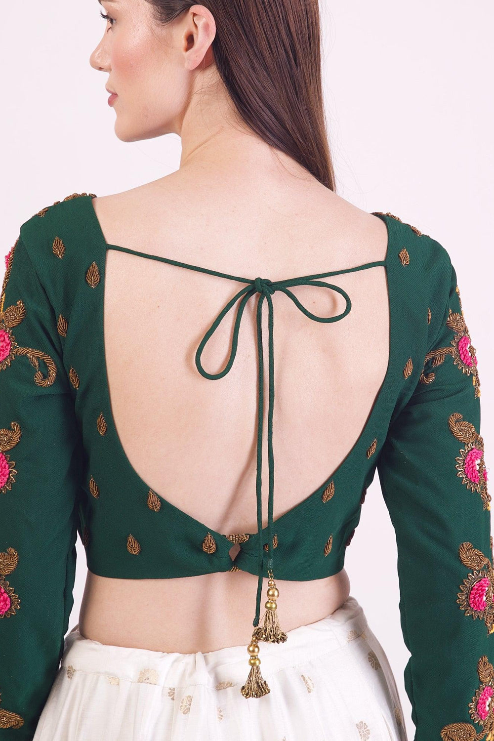 Charlotte Green Floral Embroidered Blouse BLOUSE RAAS