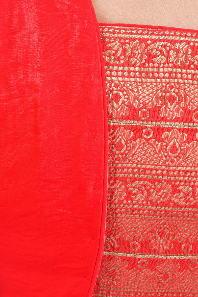 Cherrie Red Tiered Shimmer Lehenga Choli-[comfort-first-design]-[lightweight]-Raas