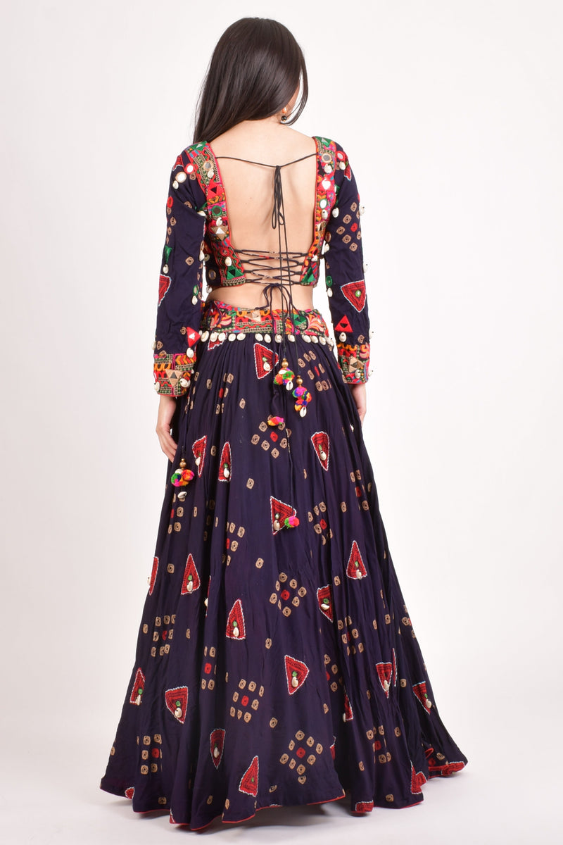 Ciao Embroidered Navratri Chaniya Choli-[mirror work]-Raas