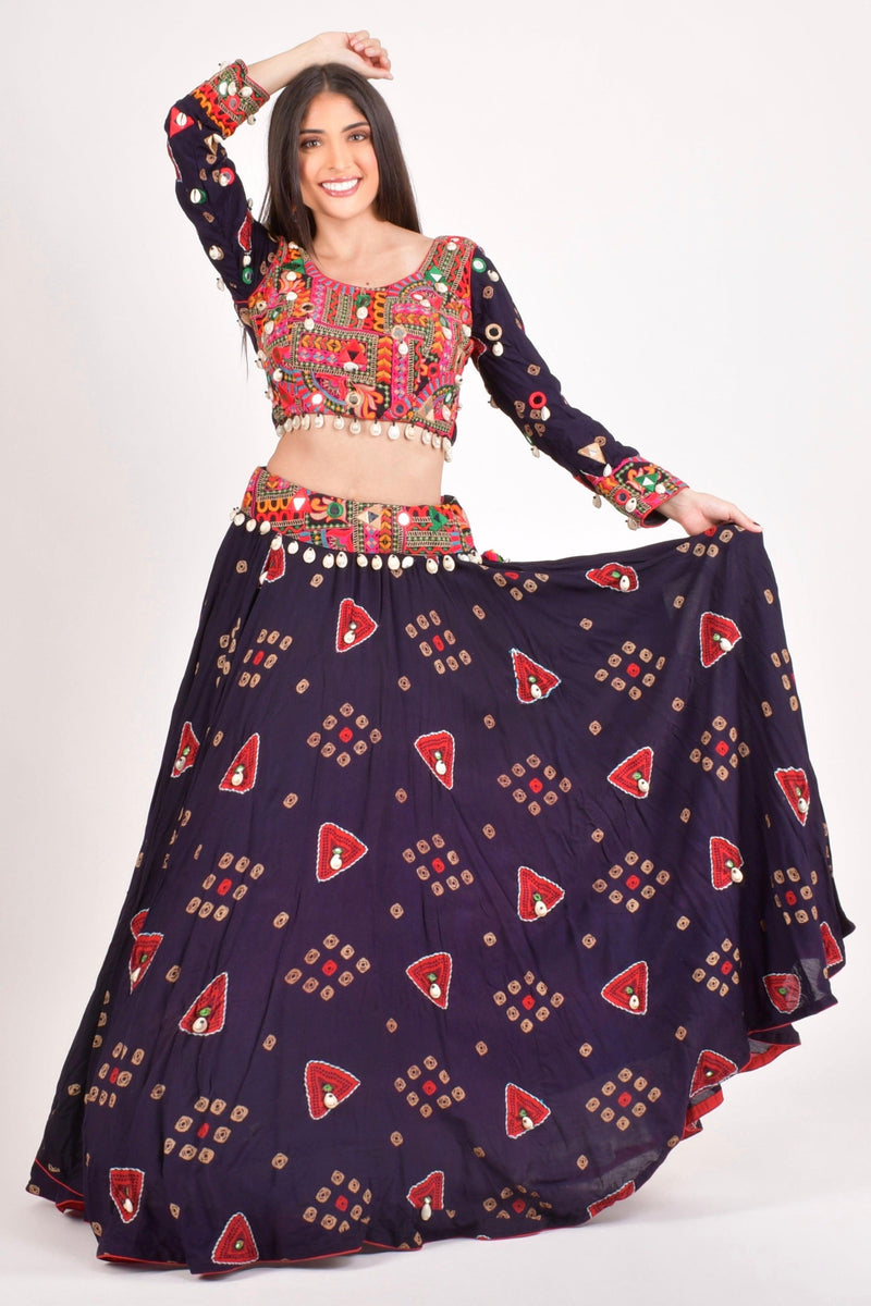 Ciao Embroidered Navratri Chaniya Choli-[mirror work]-Raas