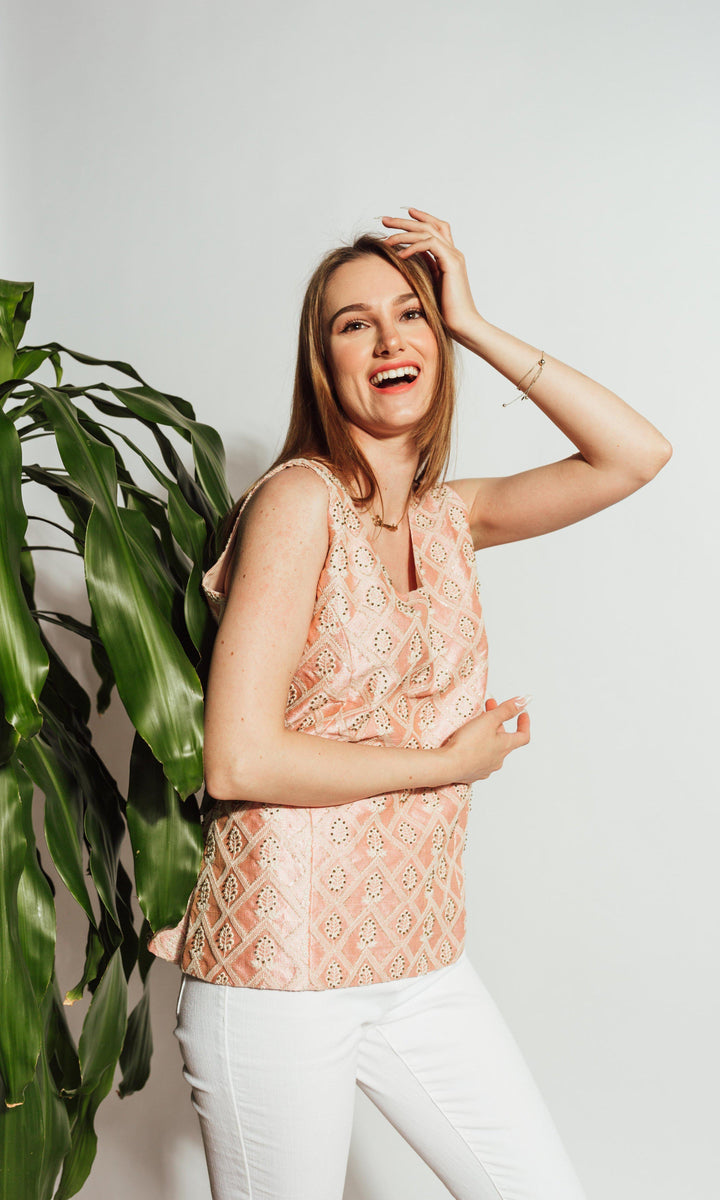 Coral Top with Sequins Embroidery TOPS & TUNICS RAAS