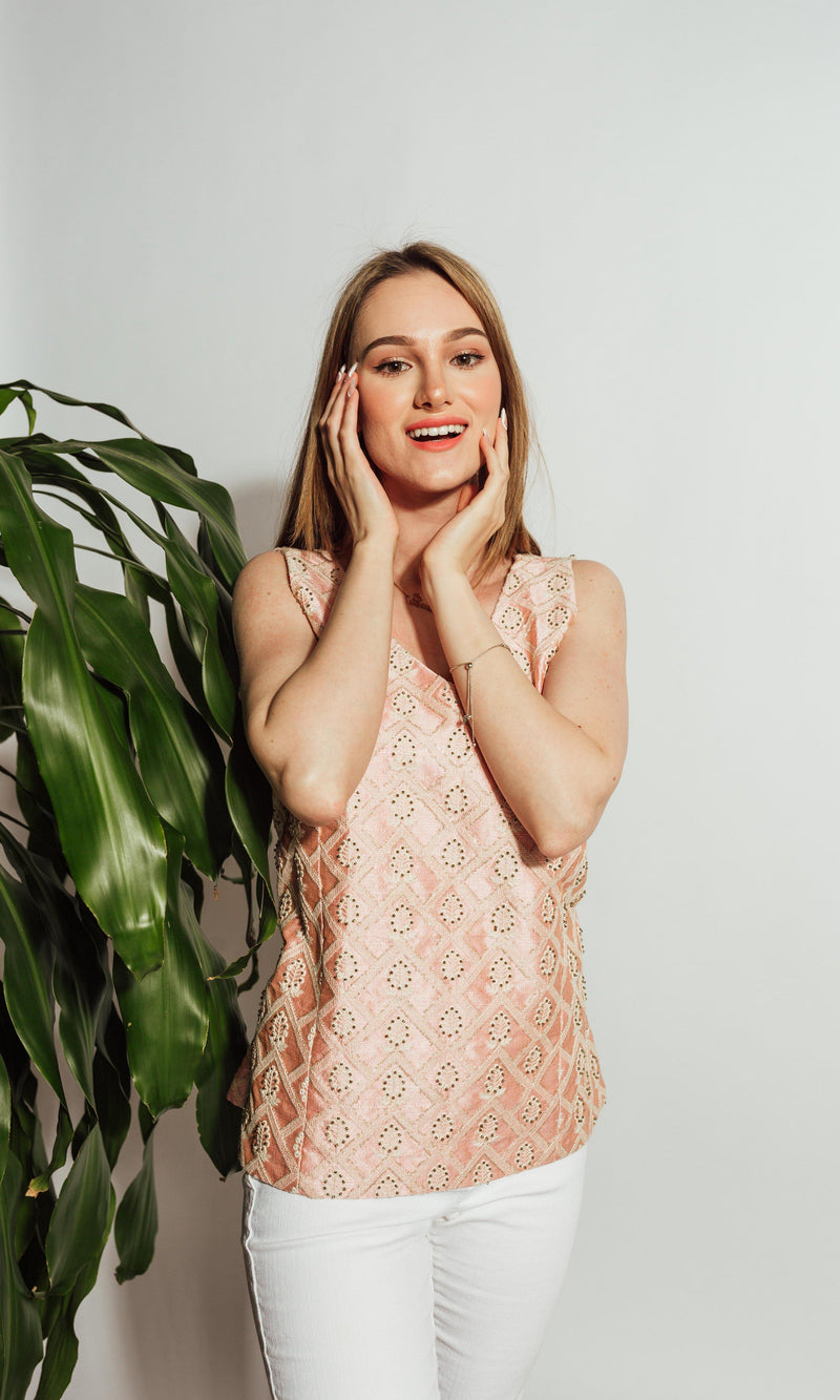 Coral Top with Sequins Embroidery TOPS & TUNICS RAAS