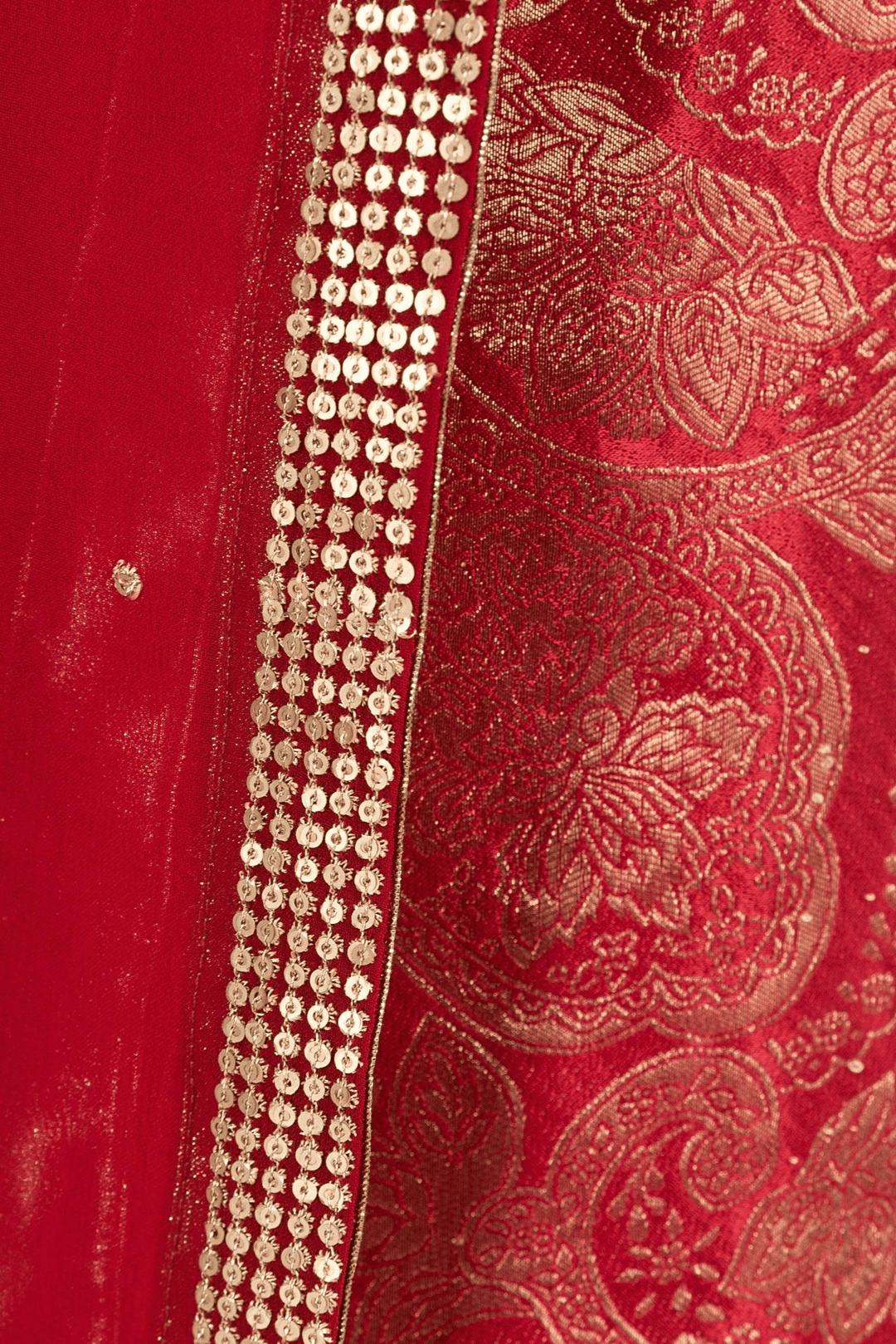 Coraline Banarasi Silk Red Salwar Kameez Set-Raas