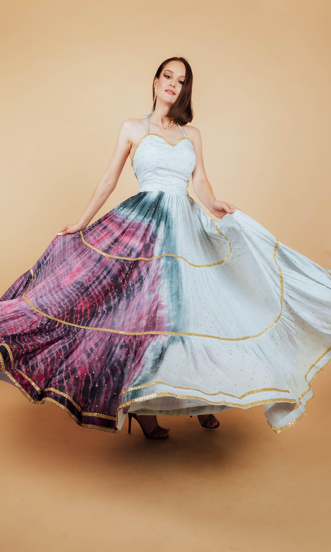 Cordelia Long Dress with Hand Tie Dye Cordelia Long Dress with Hand Tie Dye