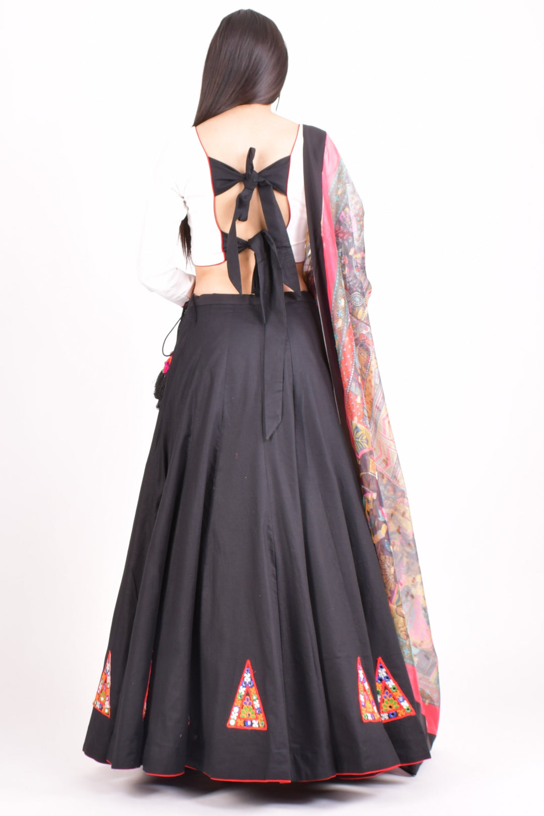 Cotton Black Chaniya choli With Multi Color Dupatta-Raas USA