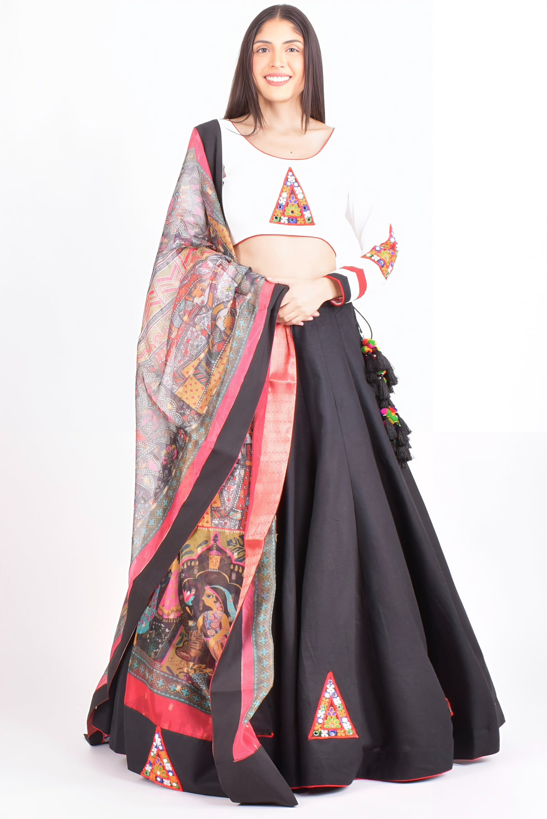 Cotton Black Chaniya choli With Multi Color Dupatta-Raas USA