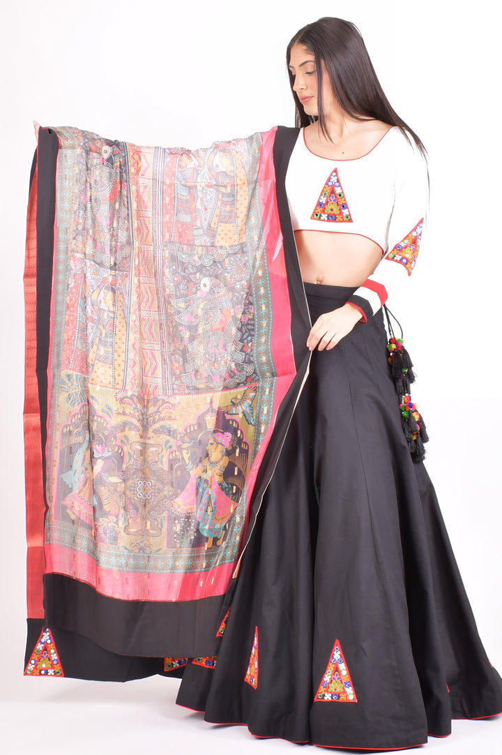 Cotton Black Chaniya choli With Multi Color Dupatta-Raas USA