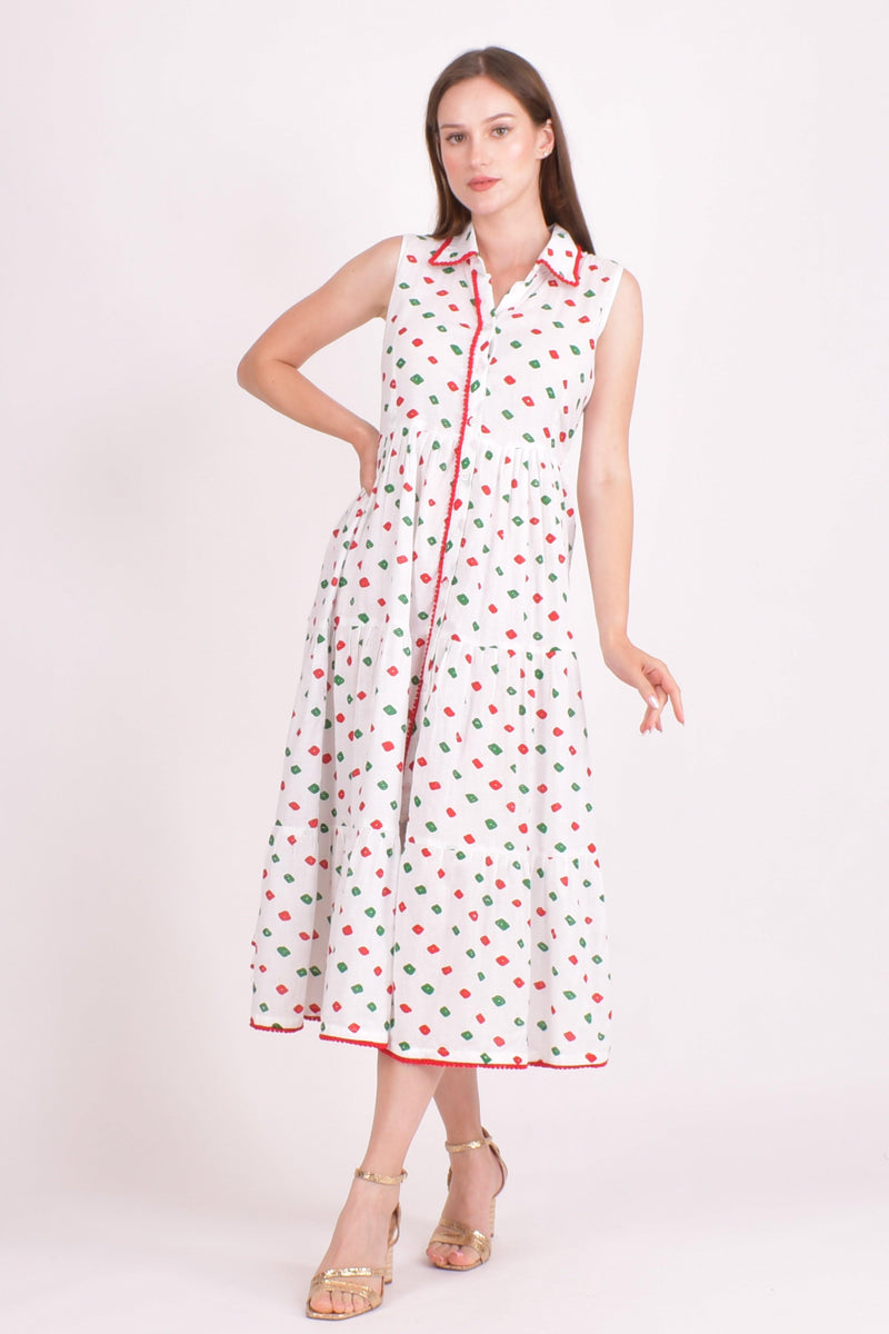 Cotton Tiered Midi Dress ANARKALI & GOWN RAAS