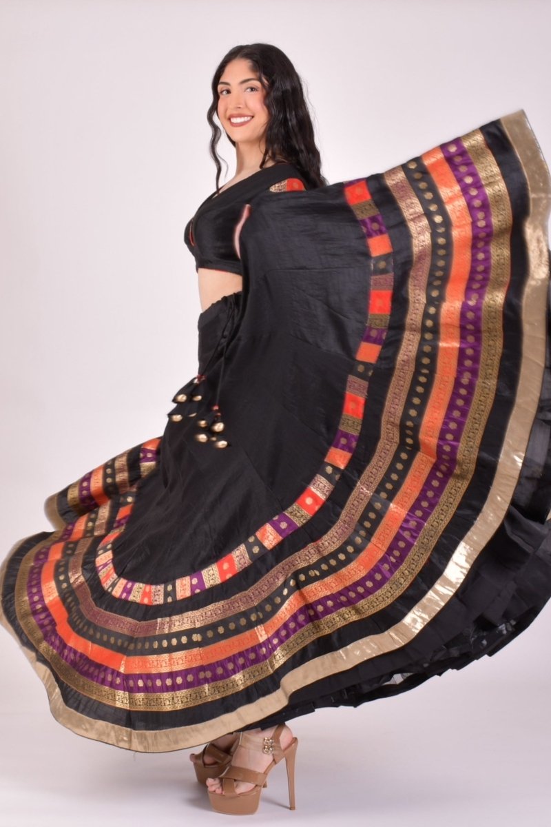 Black Raw Silk Chaniya Choli With Dupatta