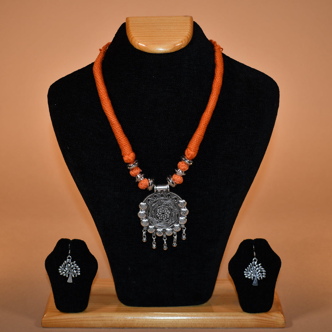 Orange String Necklace Set