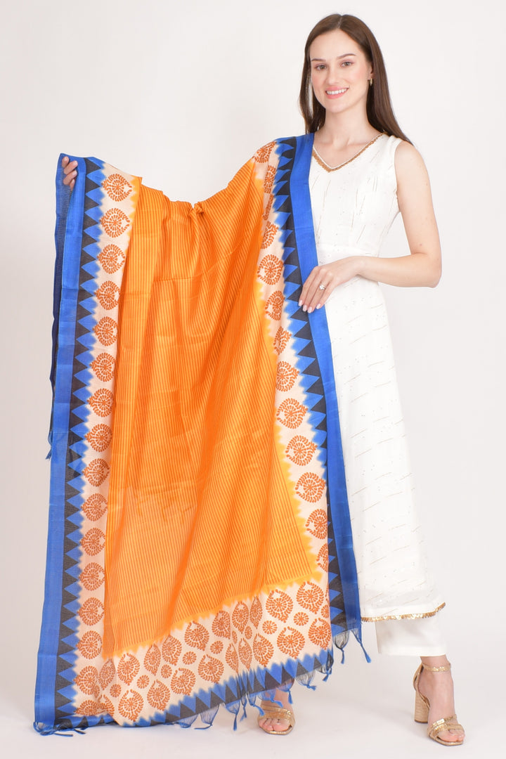 Alina Orange Printed Dupatta