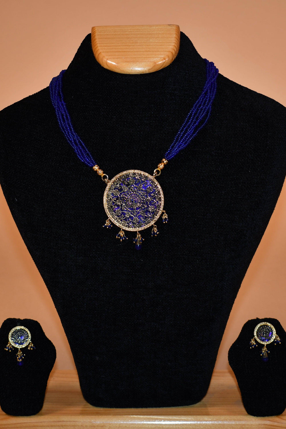 Dark Blue Circular Necklace Set FASHION JEWELRY RAAS