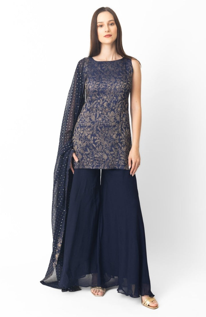 Deven Navy Salwar Kameez Set-Raas