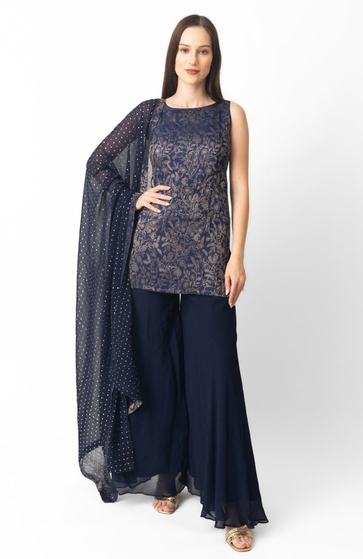Deven Navy Salwar Kameez Set-Raas